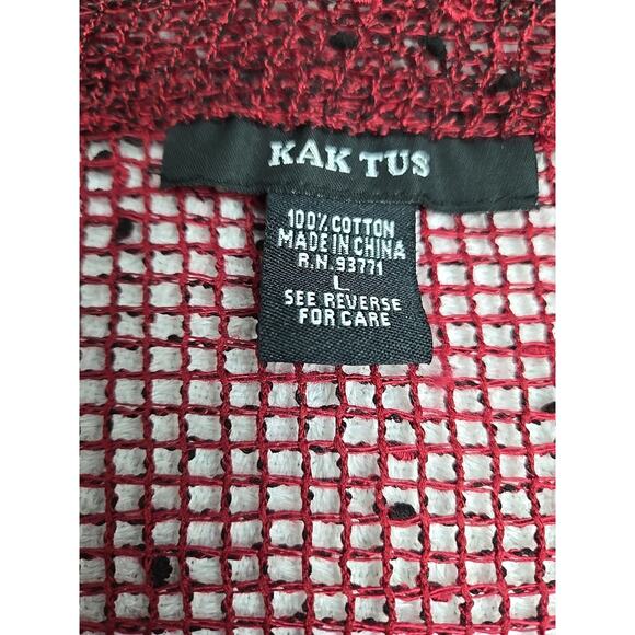 Kaktus Crochet Net Mesh Asymmetrical Burgandy Vest Top Size L Hippie Fairy - Picture 3 of 9